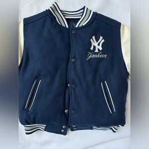 New York Yankees Mighty Mac Letterman Jacket Coat Youth Kids Size 6 Reversible